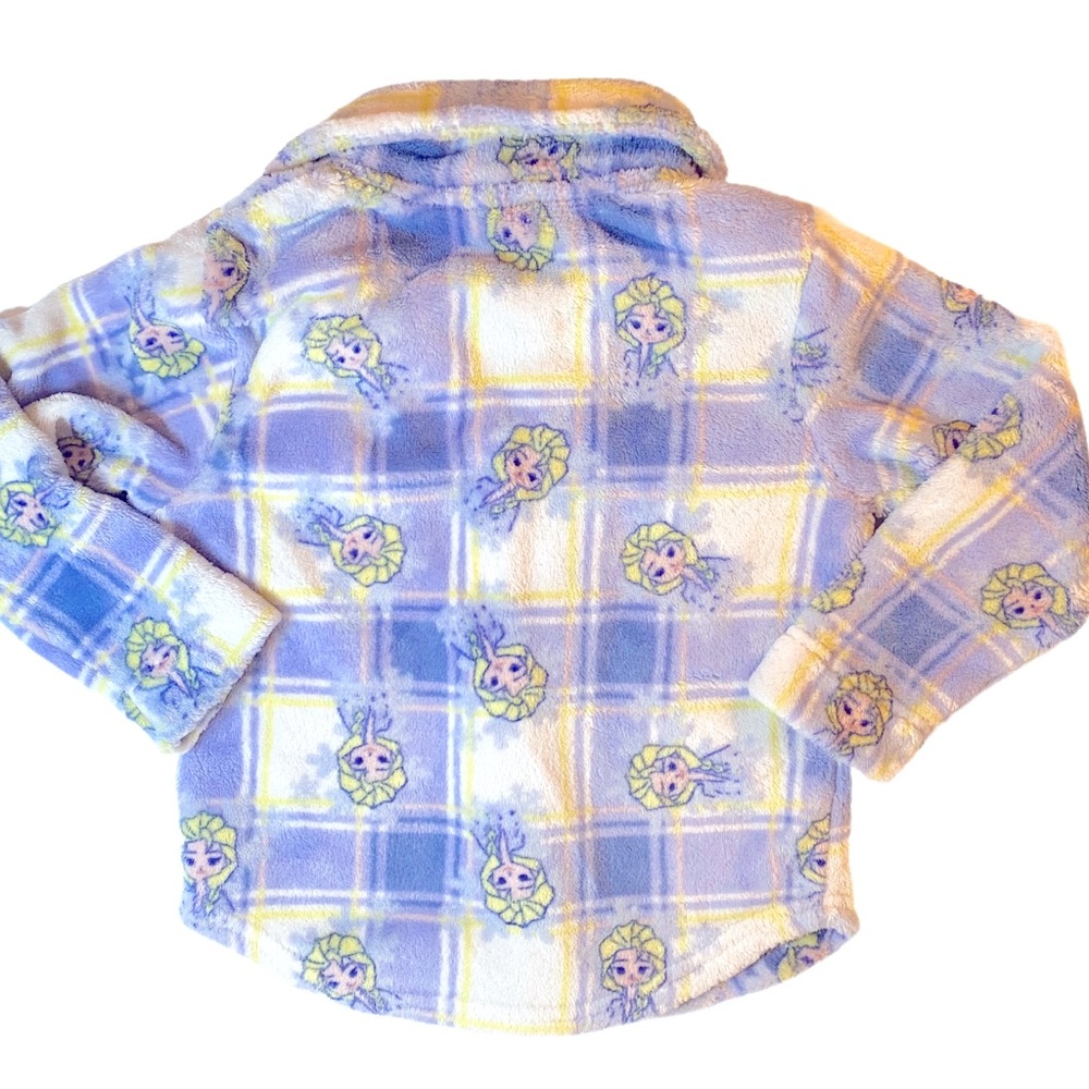Disney Frozen Elsa Plaid Fleece Button Up Jacket Size 3T - Picture 2 of 5